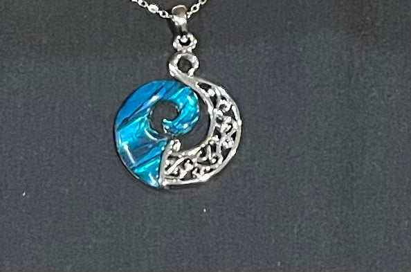 Stainless Steel twist Paua Necklace