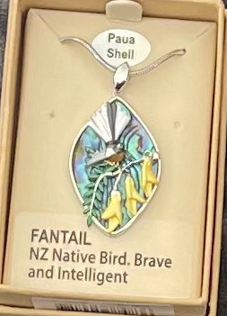 Fantail on Kōwhai Tree Necklace