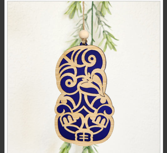Ready to Hang Tiki - Navy Bamboo Acrylic Decoration