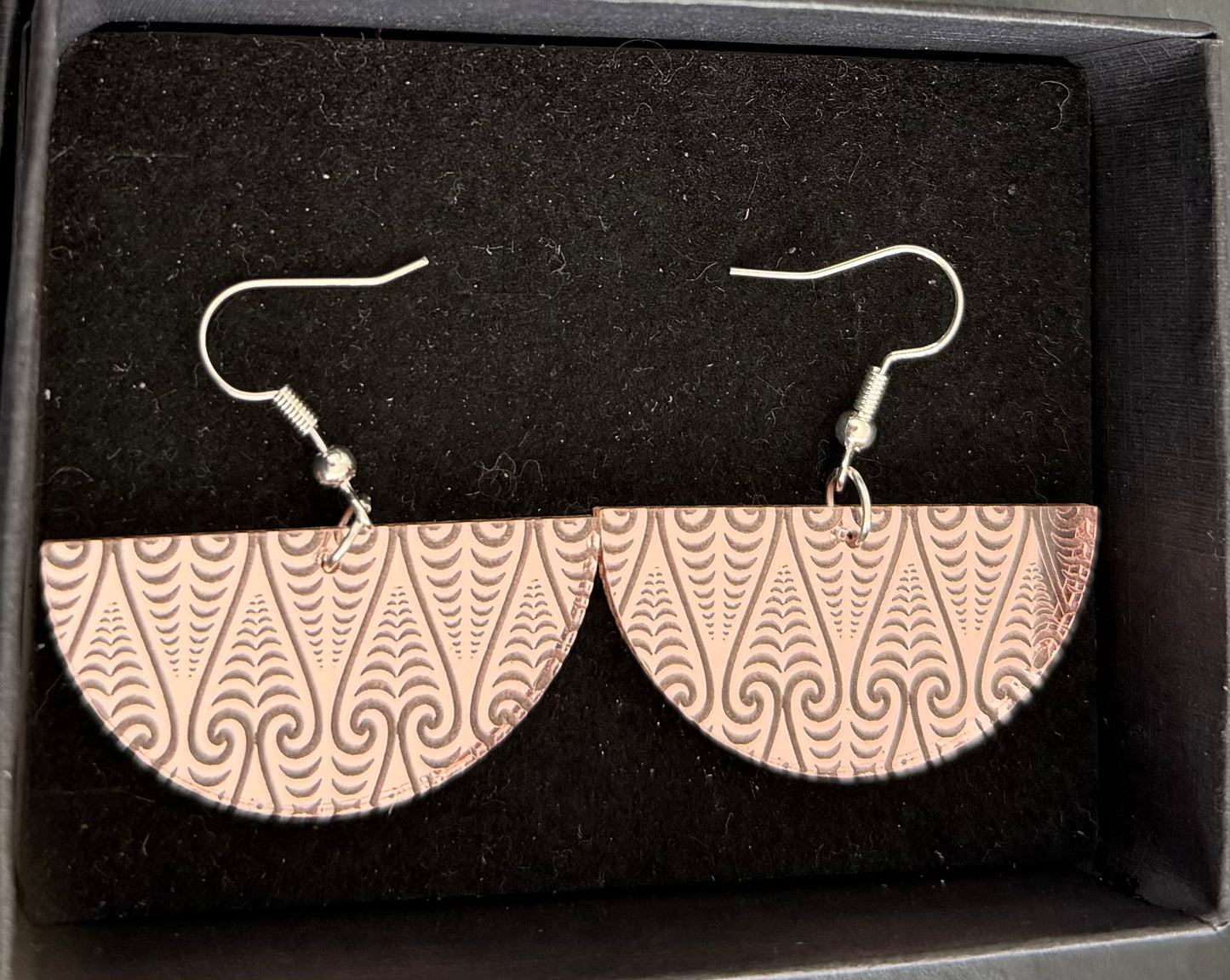 Maori Design Resin - Rose Gold Earrings