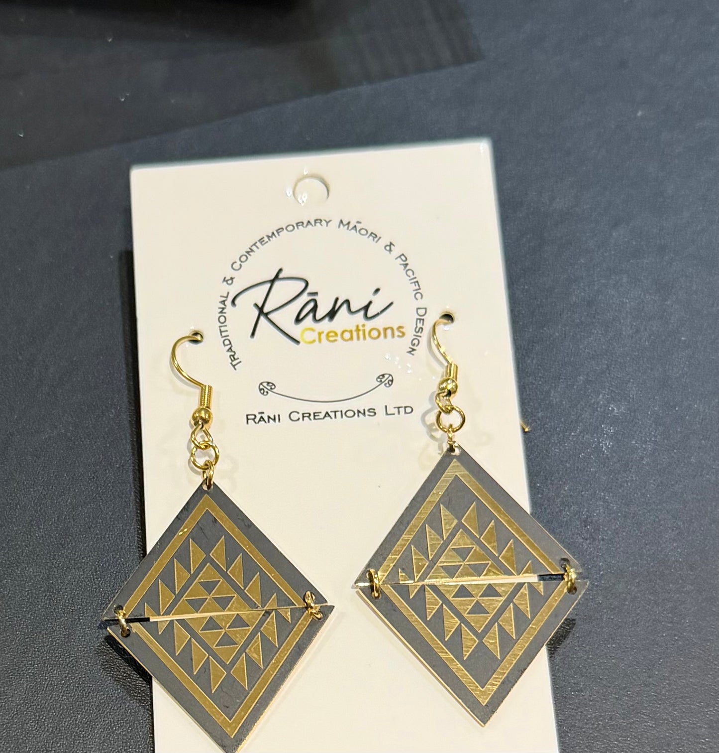 Stainless Steel Gold and Black Earrings