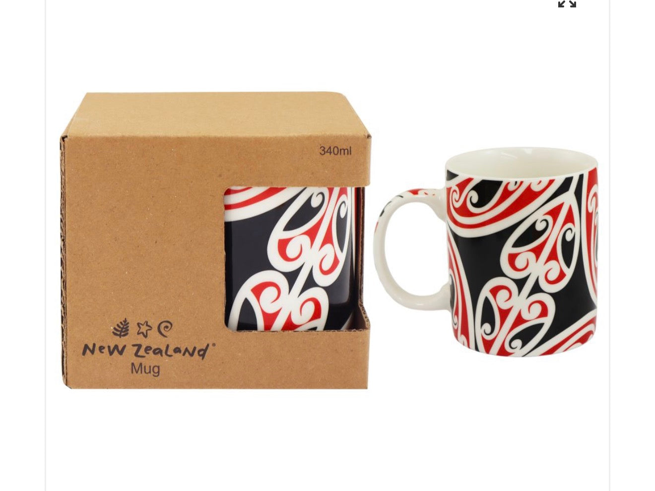 Maori Design Ceramic Mug - Red and Black