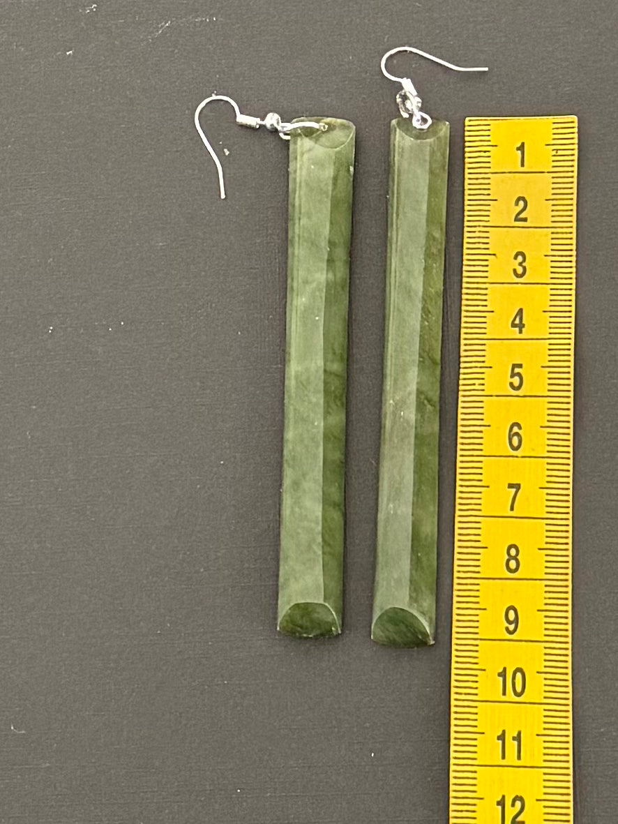 Extra Long Toki Greenstone Earrings 6