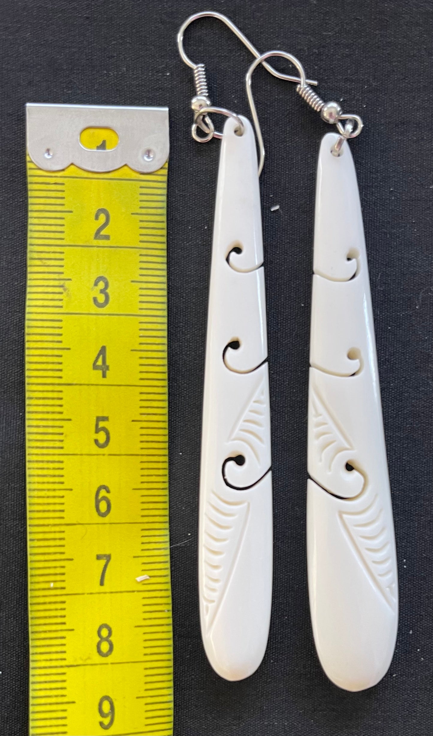 Medium drop Bone Carved Earrings