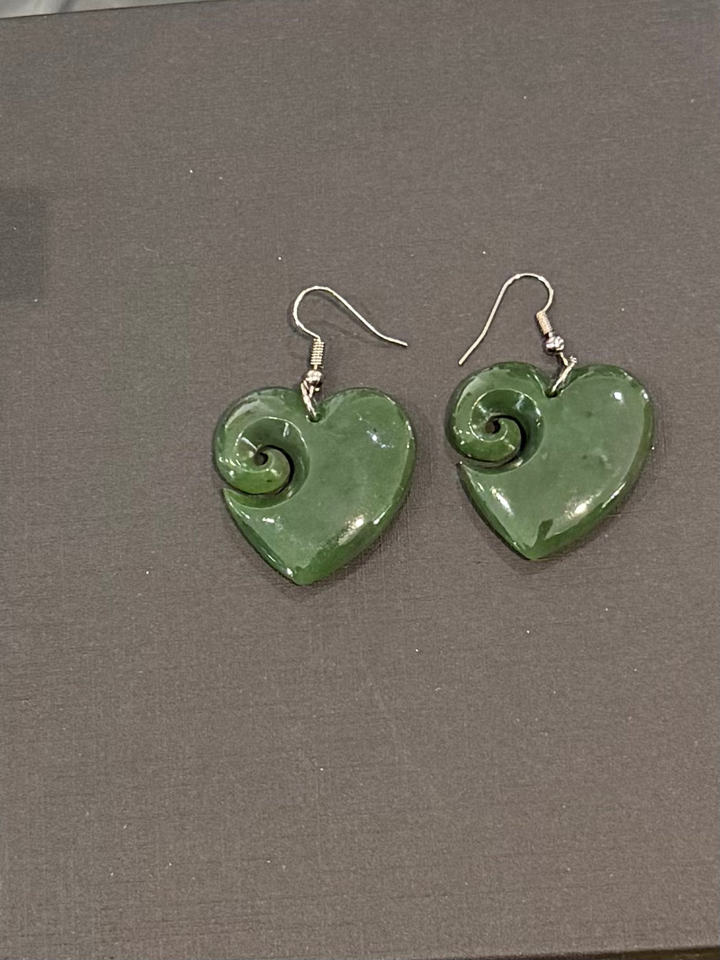 Heart with a koru Greenstone Earrings