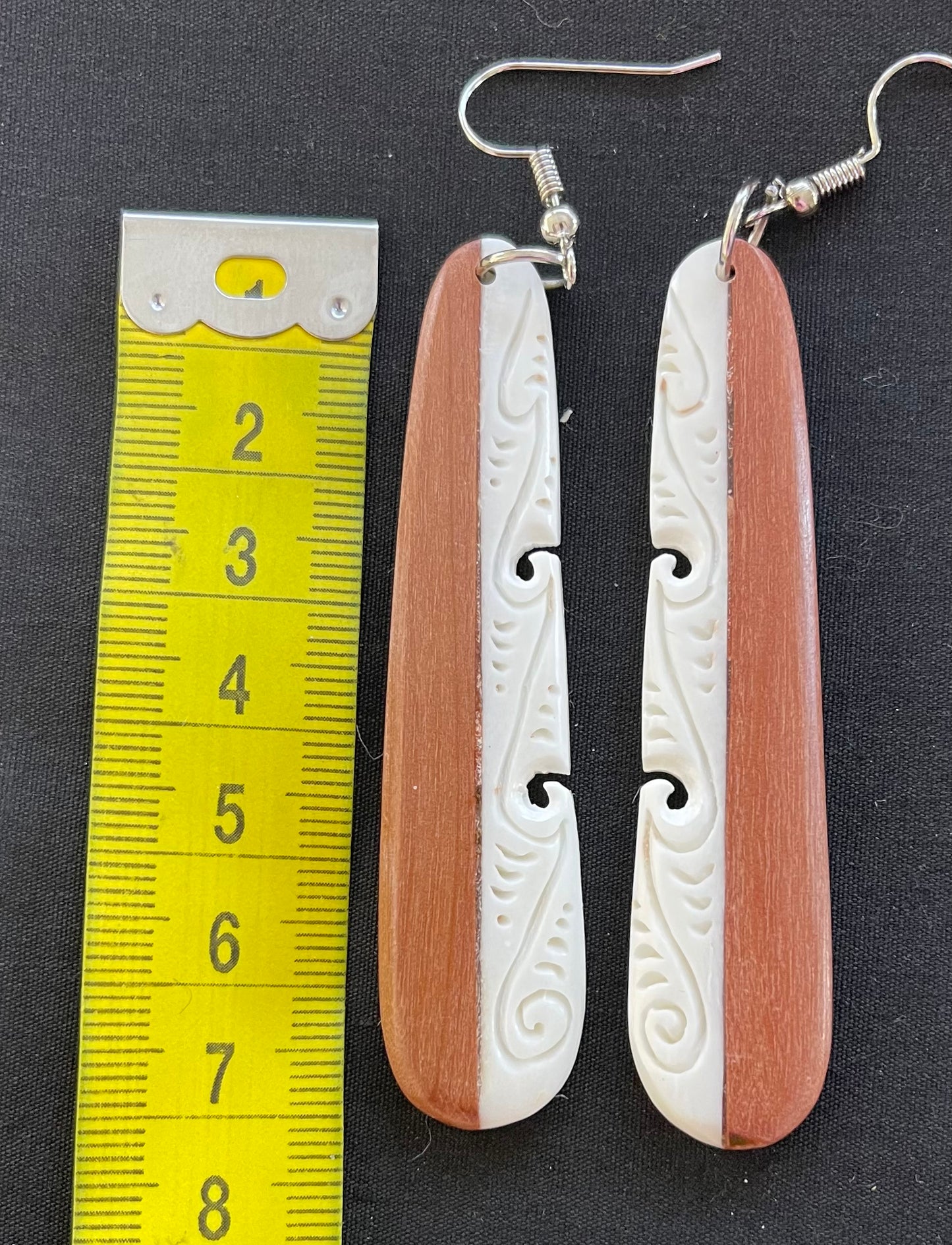 Small Drop Bone Carved Earrings