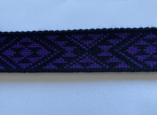 Black and Purple Pātiki - Taniko Band 2inch