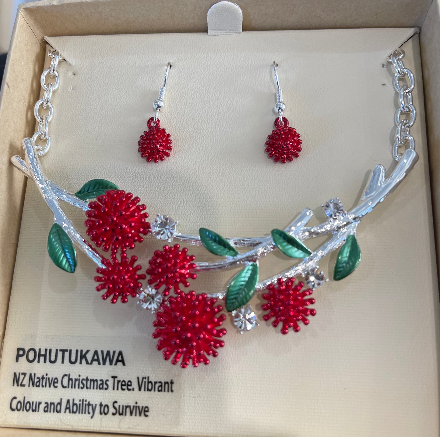 Pohutukawa Necklace and Earrings