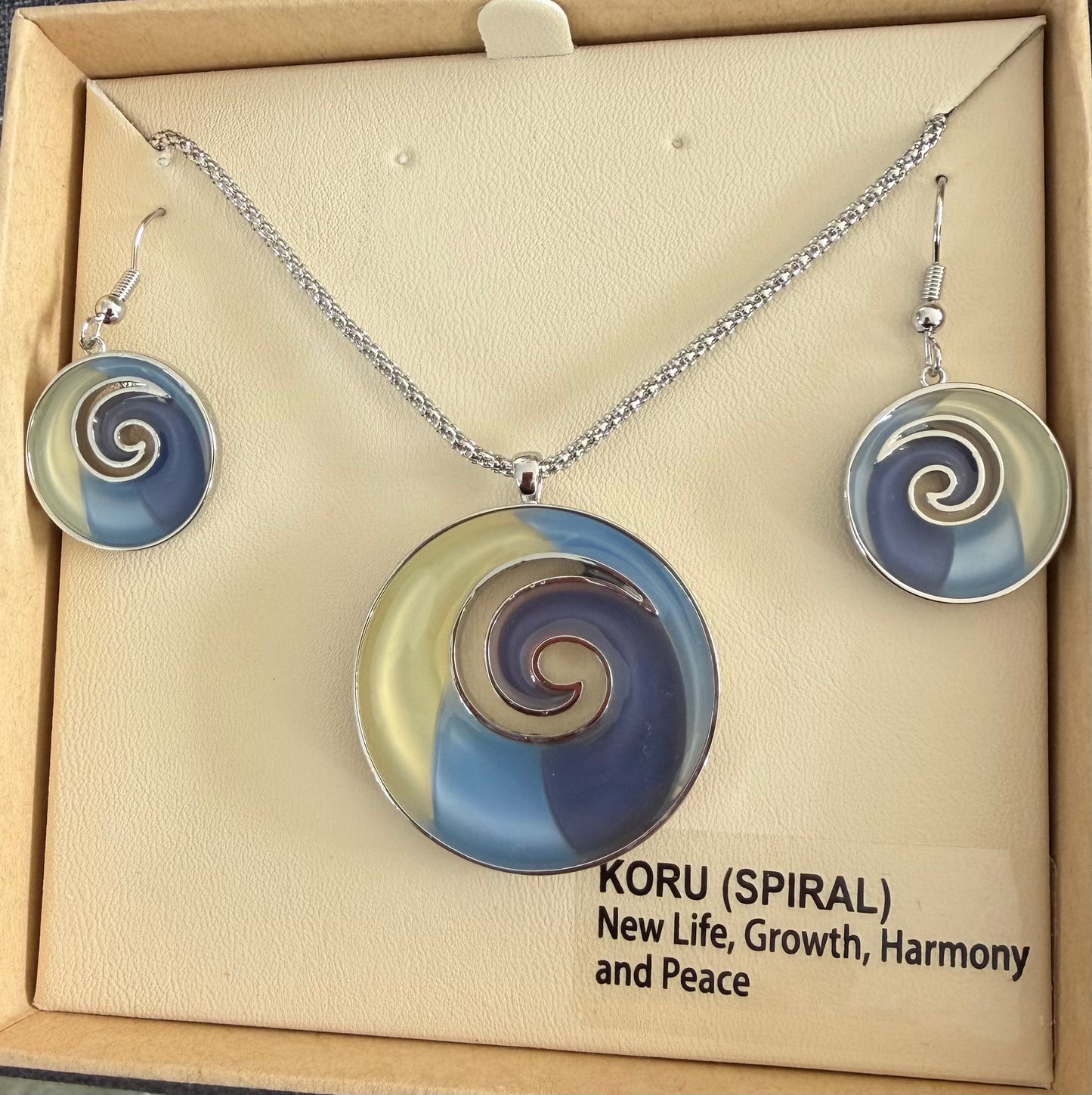 Blue koru pendant set