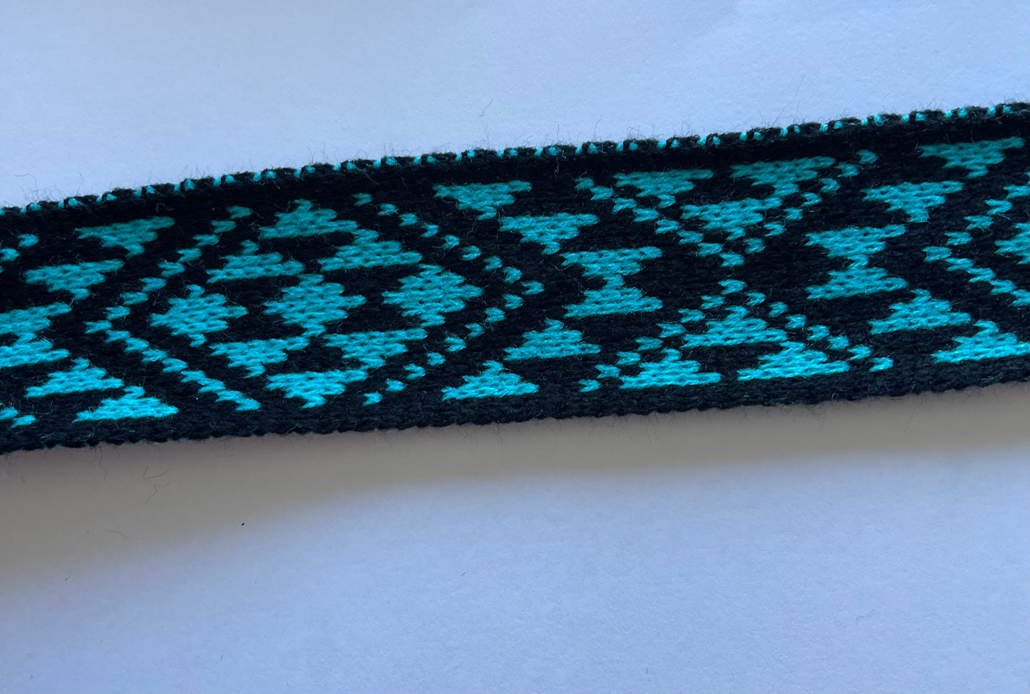Black and Turquoise Pātiki - Taniko Band 2inch