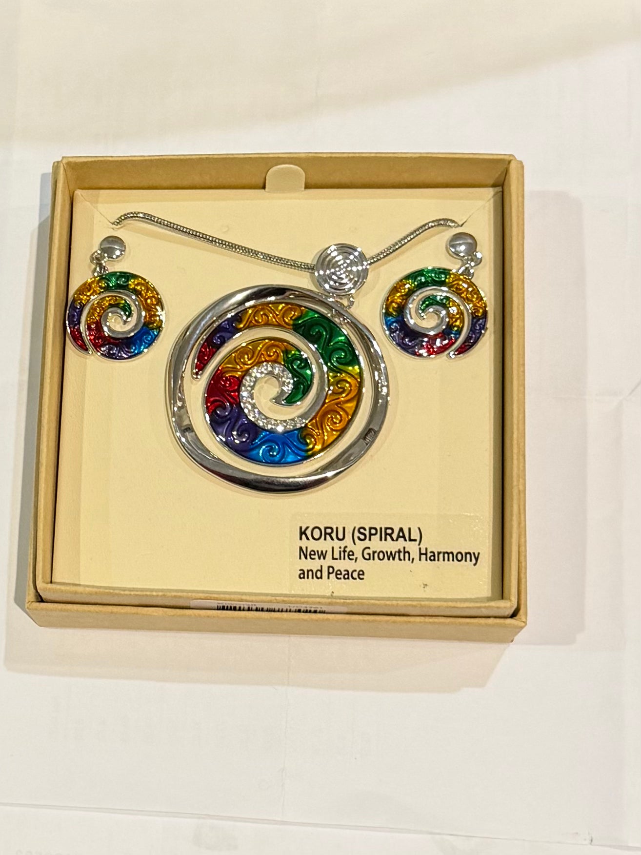 Koru Necklace and earring set colourful colour
