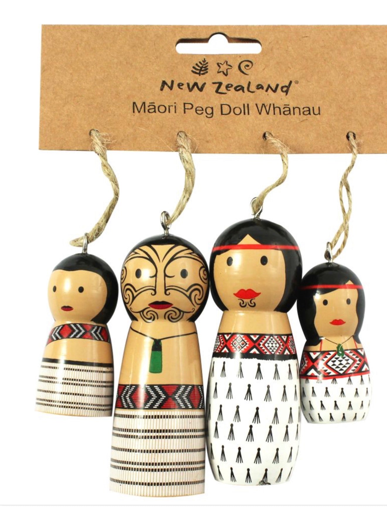 Hanging Wooden Whanau Maori Peg Dolls - Maori Toys