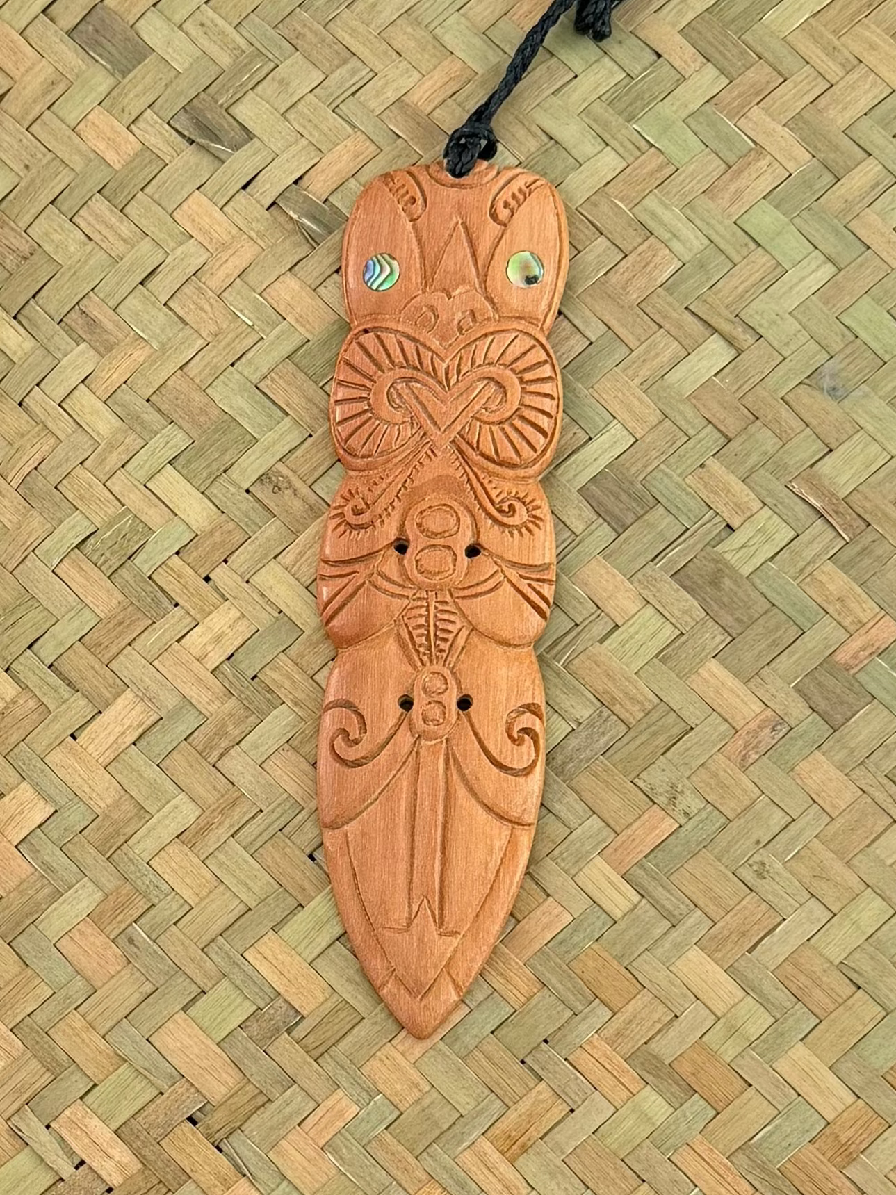 Wooden Tiki Face Toki Pendant - Carving