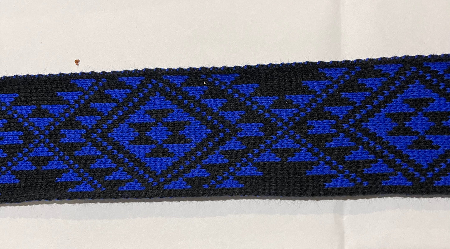 Black and Royal Blue Pātiki - Taniko Band 2.5inch