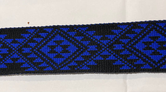 Black and Royal Blue Pātiki - Taniko Band 2.5inch