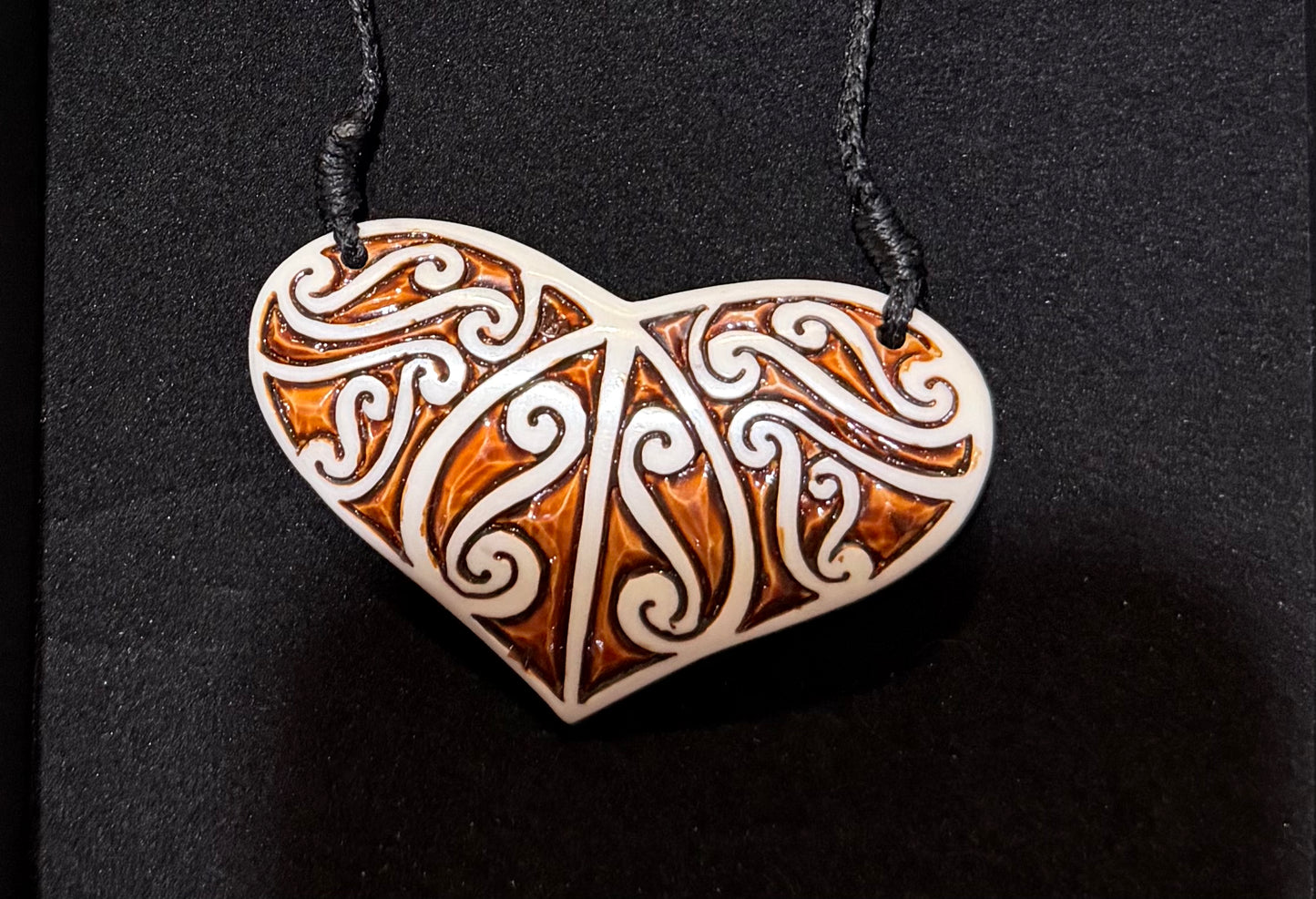 Heart Bone Pendant - Stained Brown