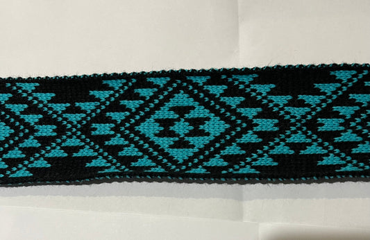 Black and Turquoise Pātiki - Taniko Band 2.5inch