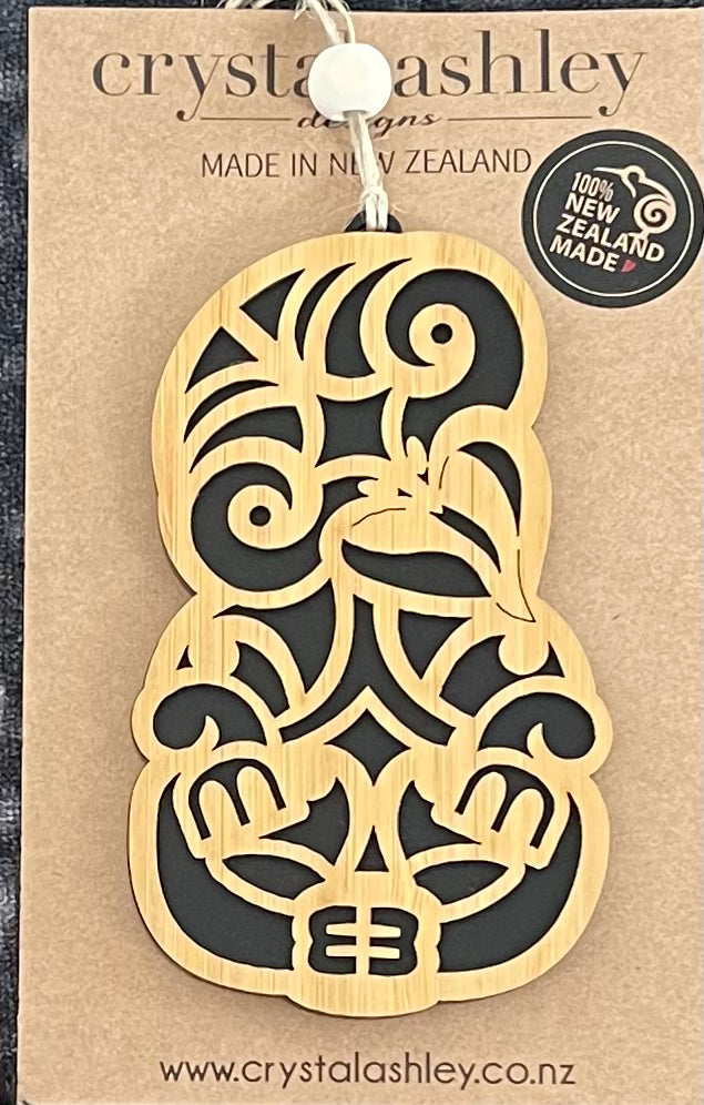 Tiki black bamboo and acrylic ready to hang