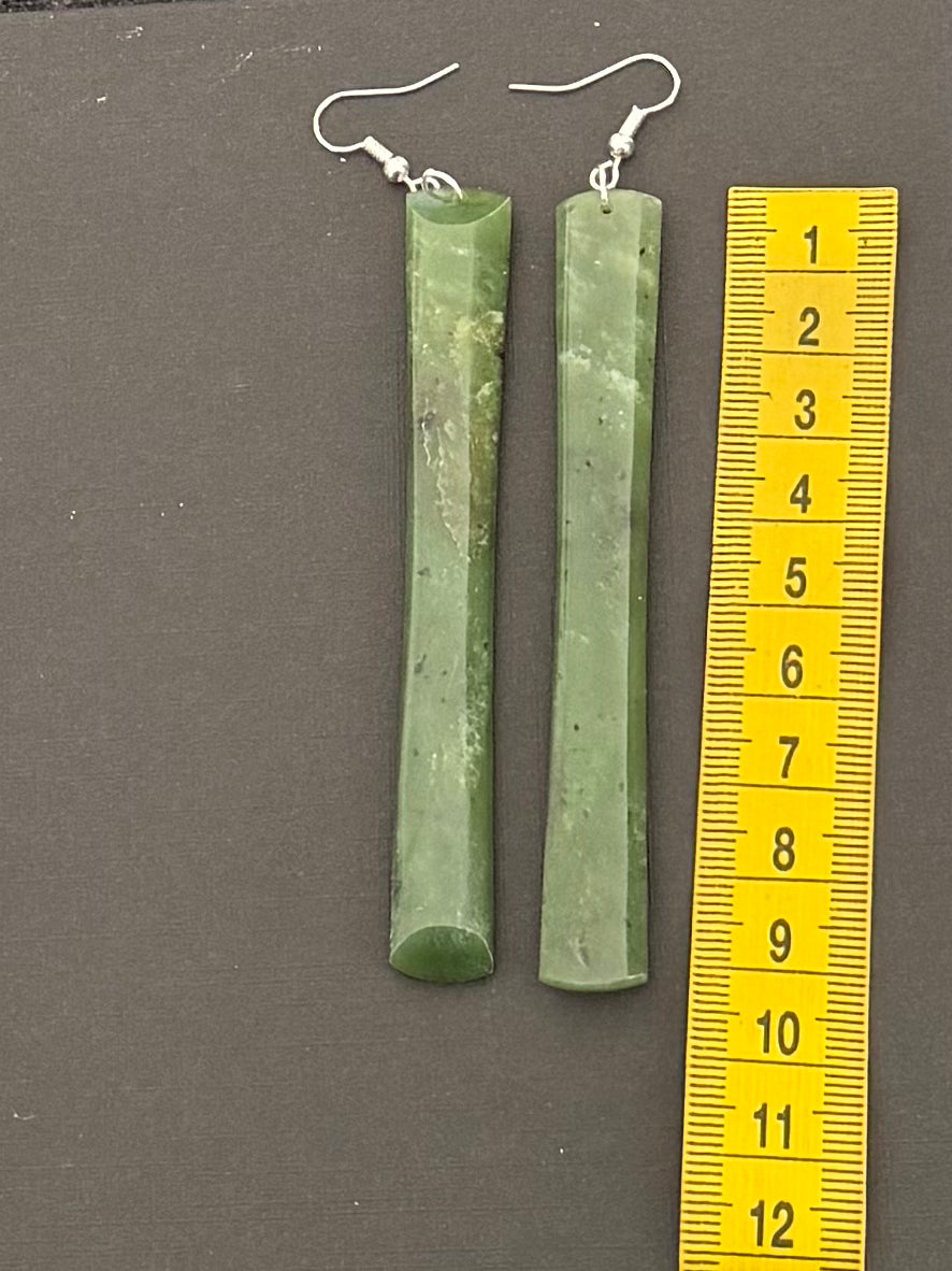Extra Long Toki Greenstone Earrings 5