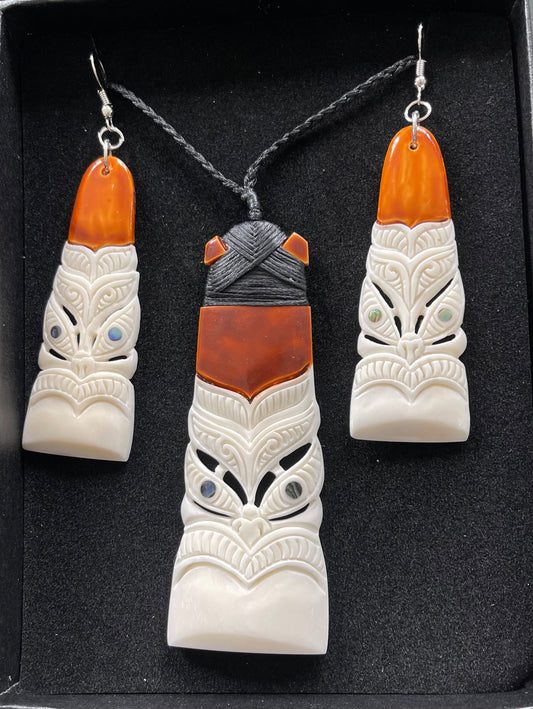 Bone Mask Toki Set - Bone Necklace & Earrings