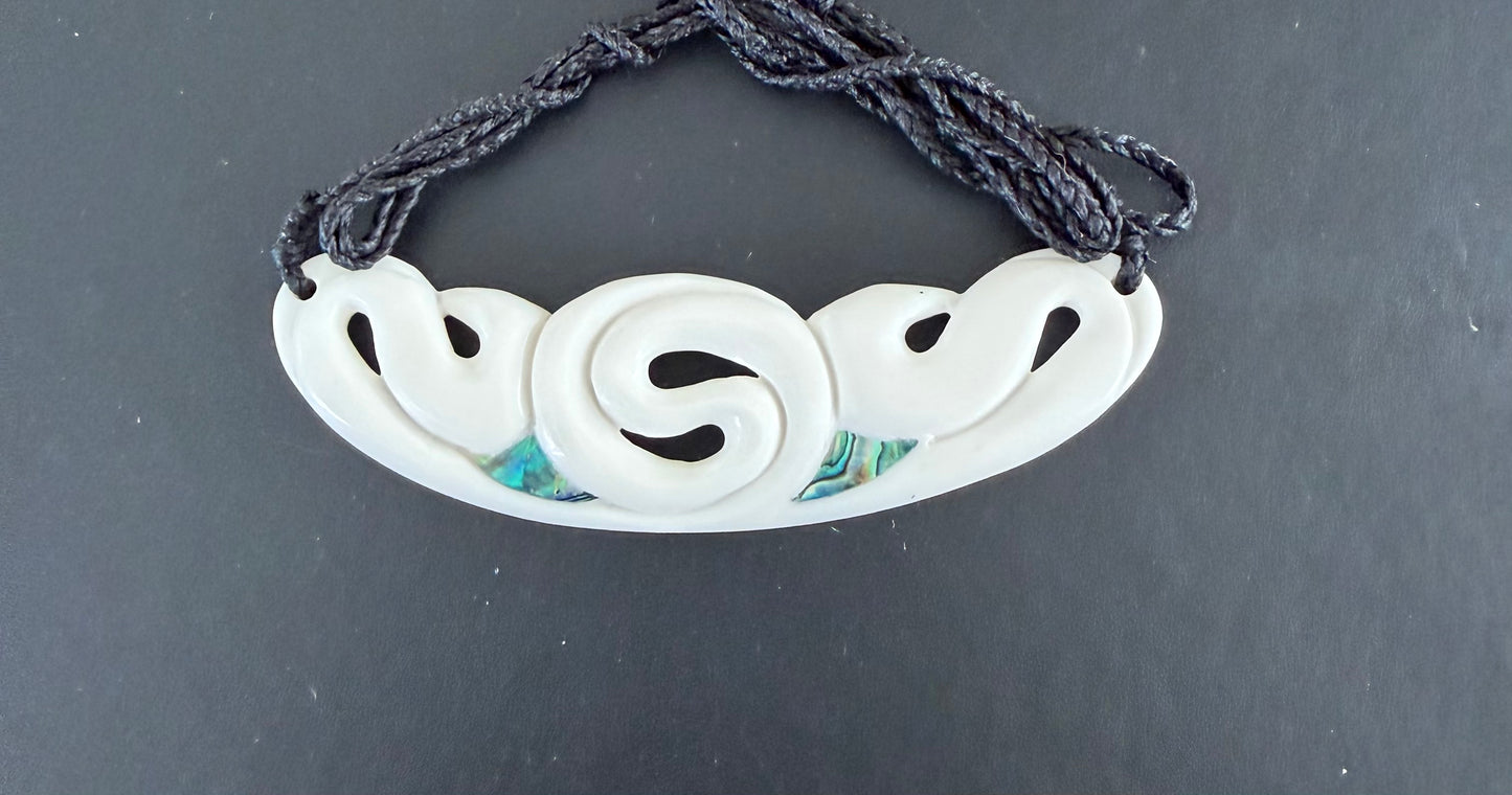 $40 Bone koru breastplate- Bone Carving