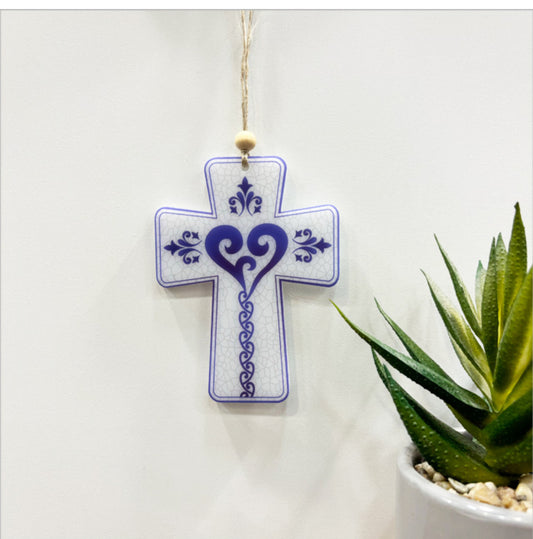 Cross Koru - Satin Acrylic Ready To Hang Ornament