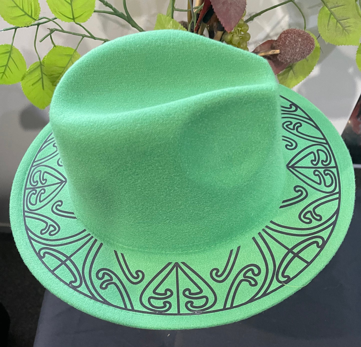 Potae - 57 cm Emerald Green Fendora Felt - Ready to Decorate Your Own Design plus one inch band or 2 inch band of your choice