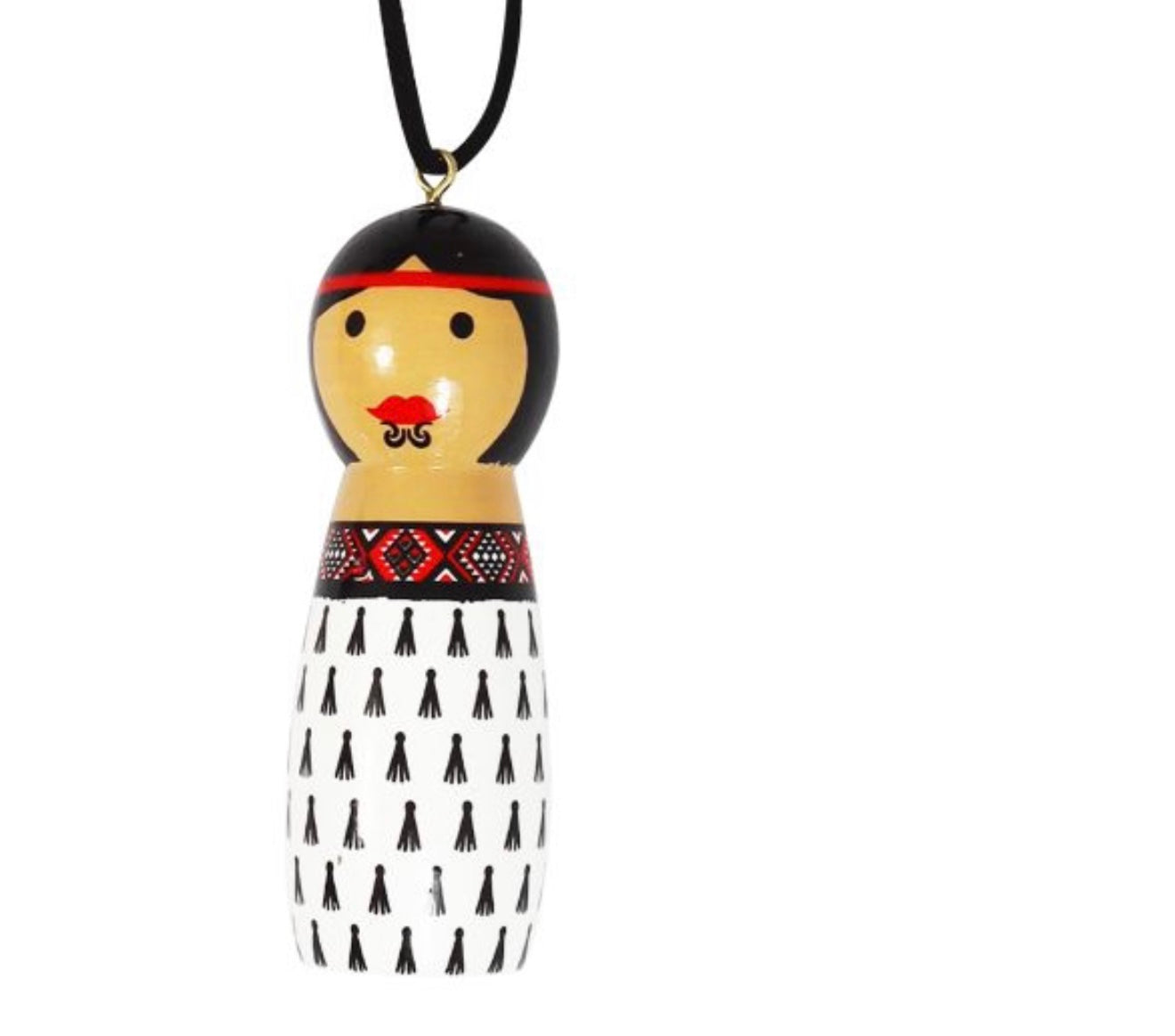 Hanging Wooden Wahine Maori Peg Dolls