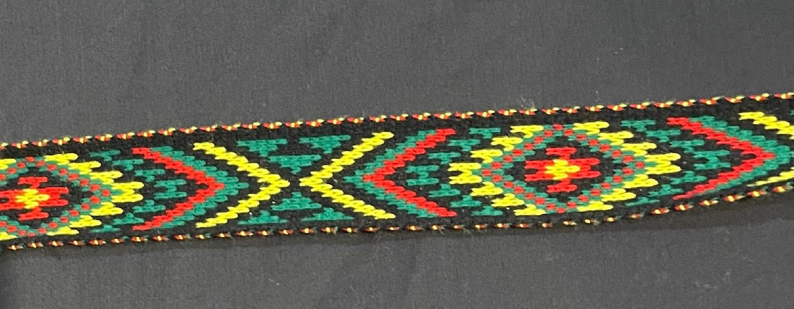 Red black yellow and green Pātiki - Taniko Band 2inch