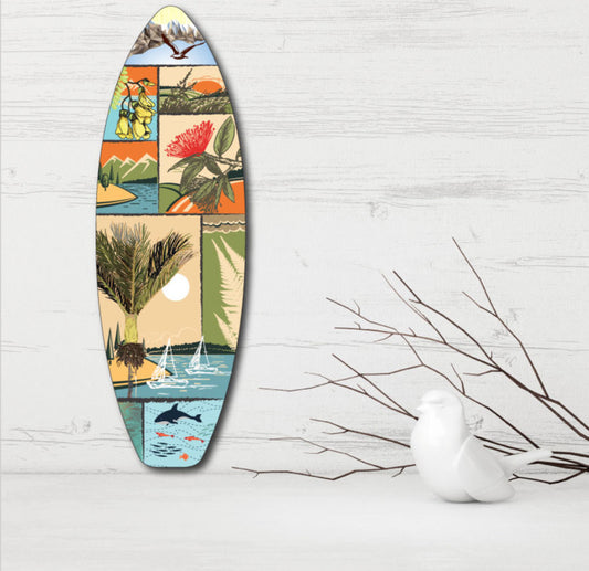New Zealand scene Ply Surfboard Art - Kiwiana Wall Art