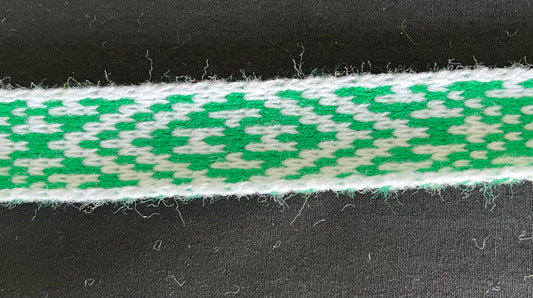 1inch White and Emerald Green - Taniko Band