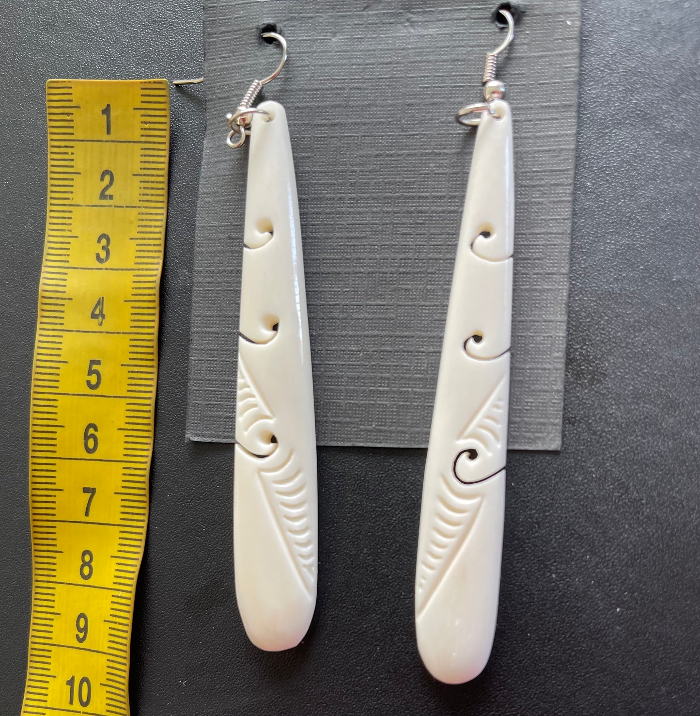 Long Drop - Carved Bone Earrings