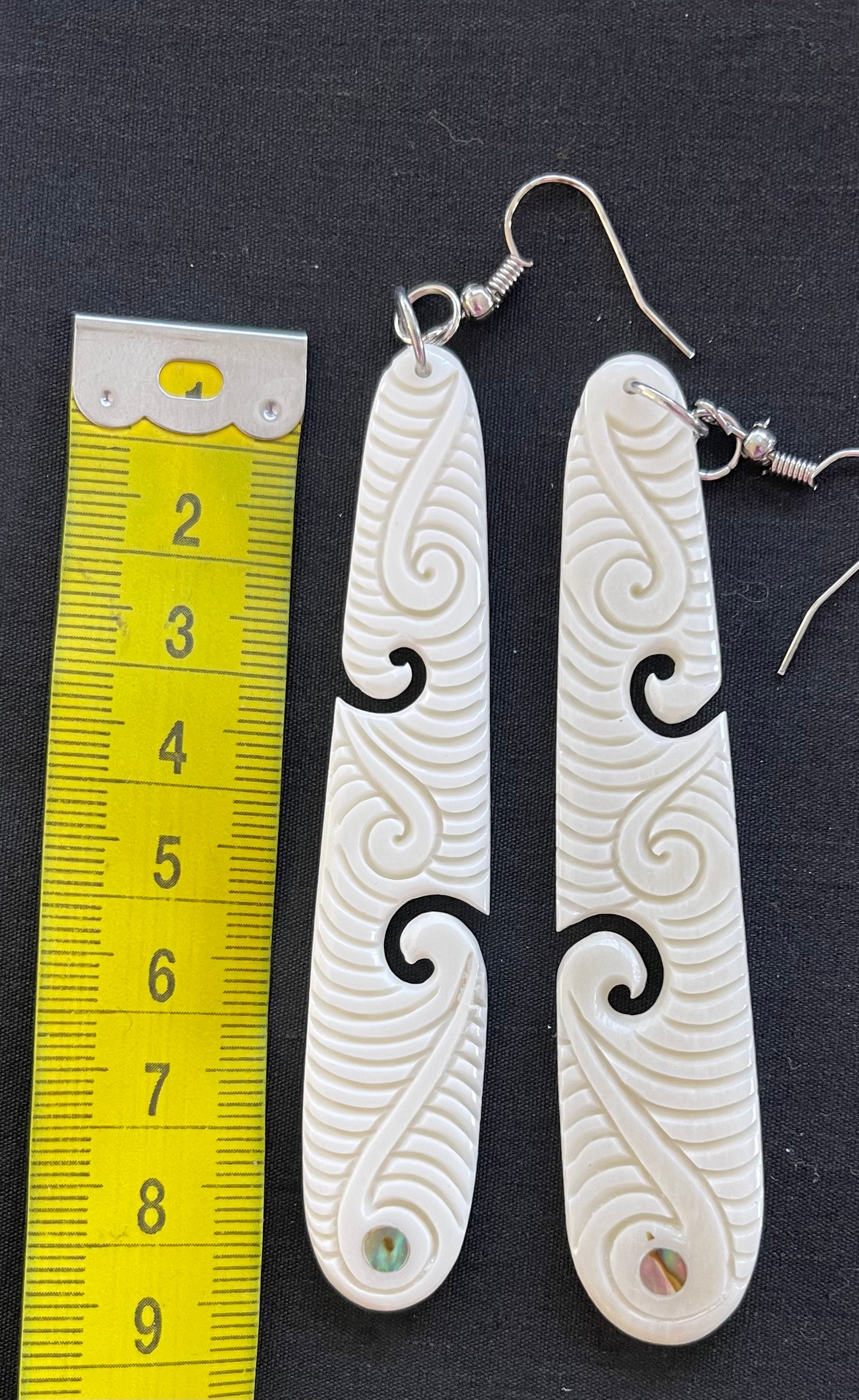 Medium Drop Bone Carved Earrings