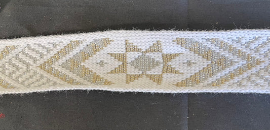 White with silver and gold lurex Flex - Matariki Band