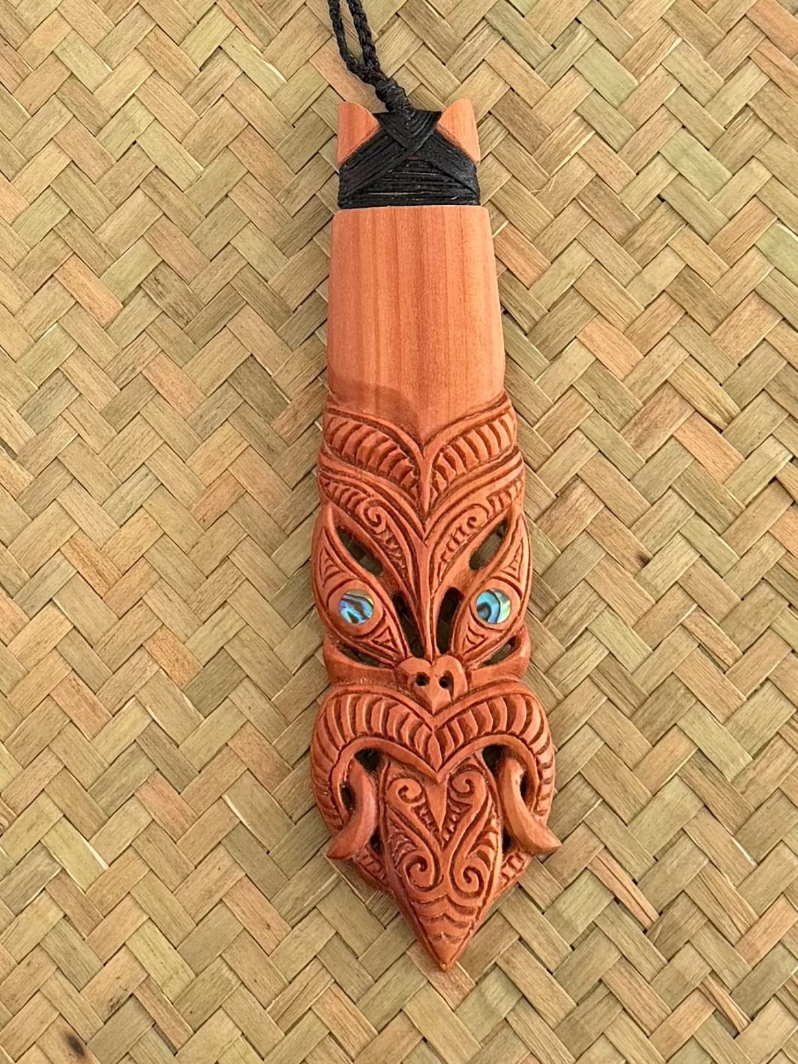 Tiki Face Pendant - Wooden Carving