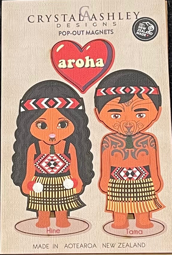 Pop-out kiwiana magnets boy and girl