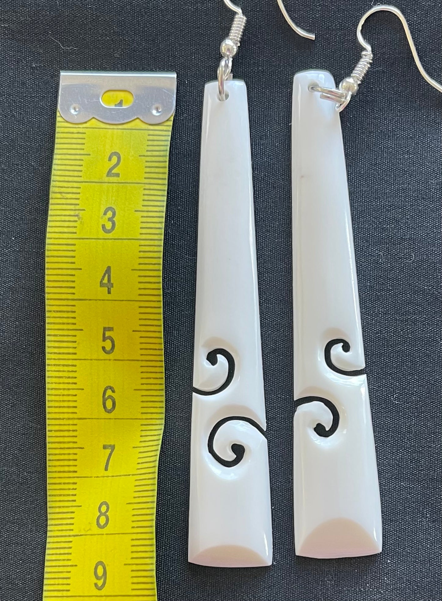 Koru Medium Drop - Bone Carved Earrings