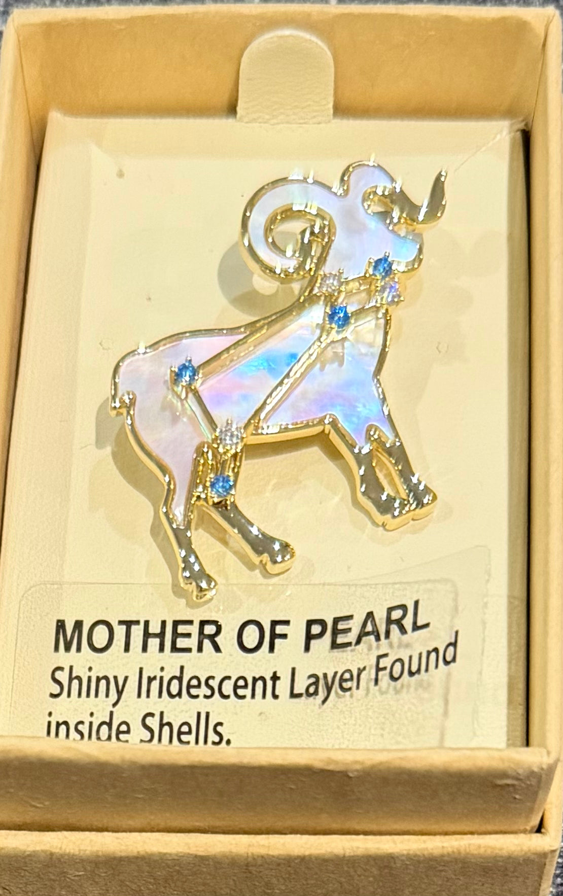 Mother of Pearl Brooch Aries