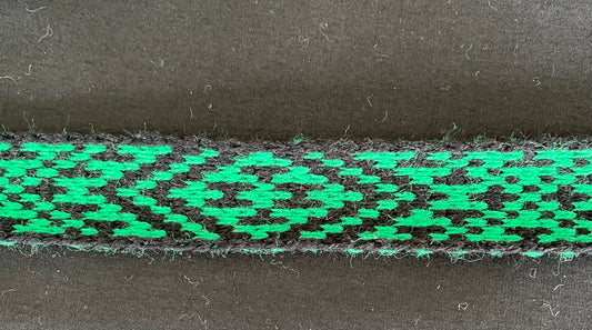 1inch Black and Emerald Green - Taniko Band