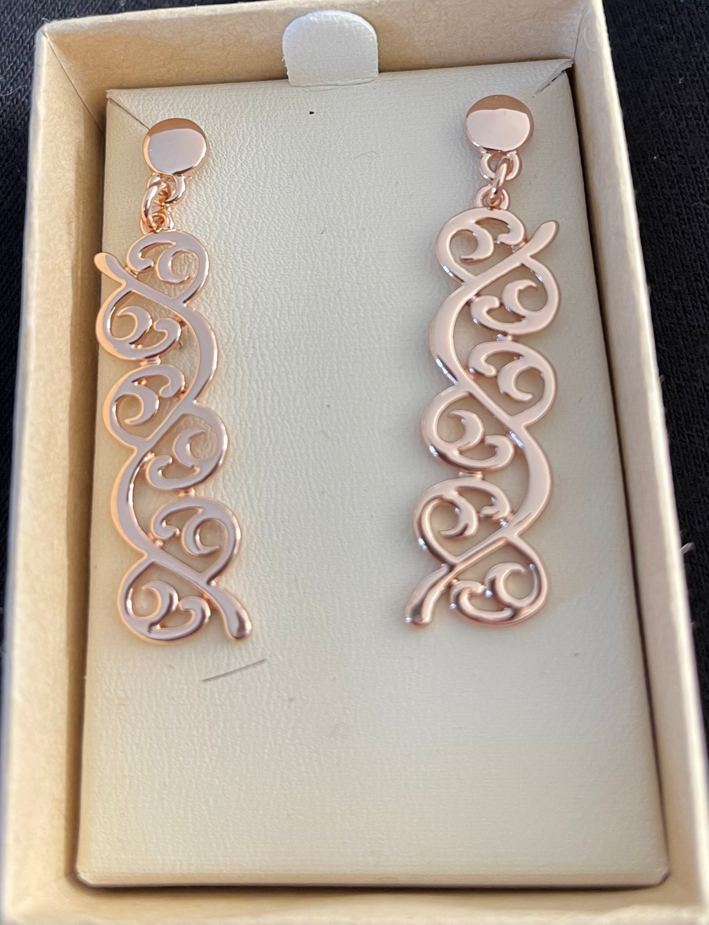 Koru Gold Vine Rhodium Earrings