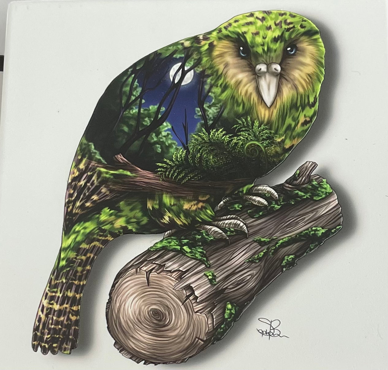 Square Kakapo - Ceramic Wall Art