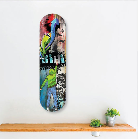 Graffiti Kiwi Skateboard Art - Kiwiana Wall Art