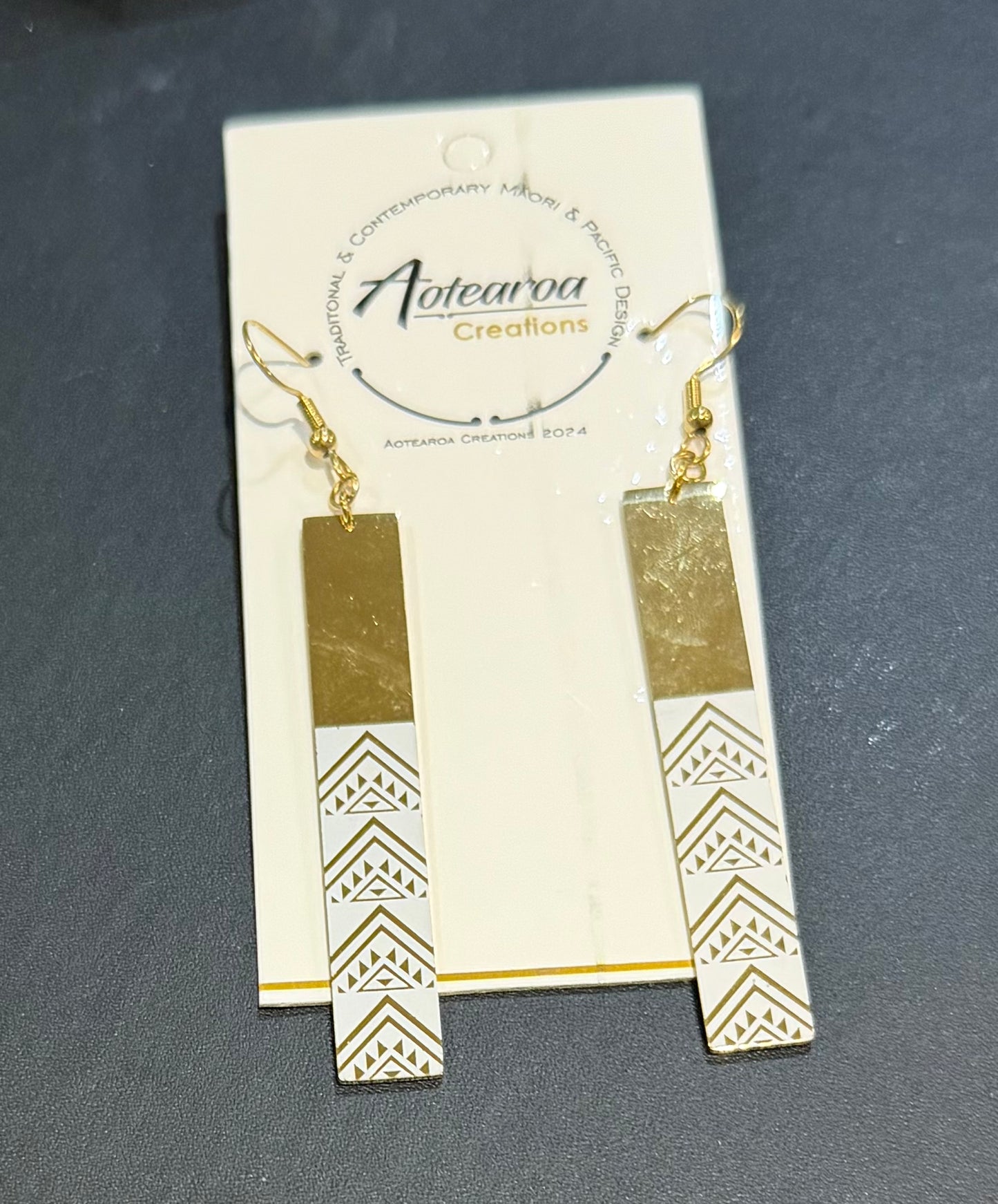 Stainless Steel Gold and White Earrings
