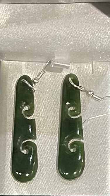 Pounamu Greenstone Earrings With Koru