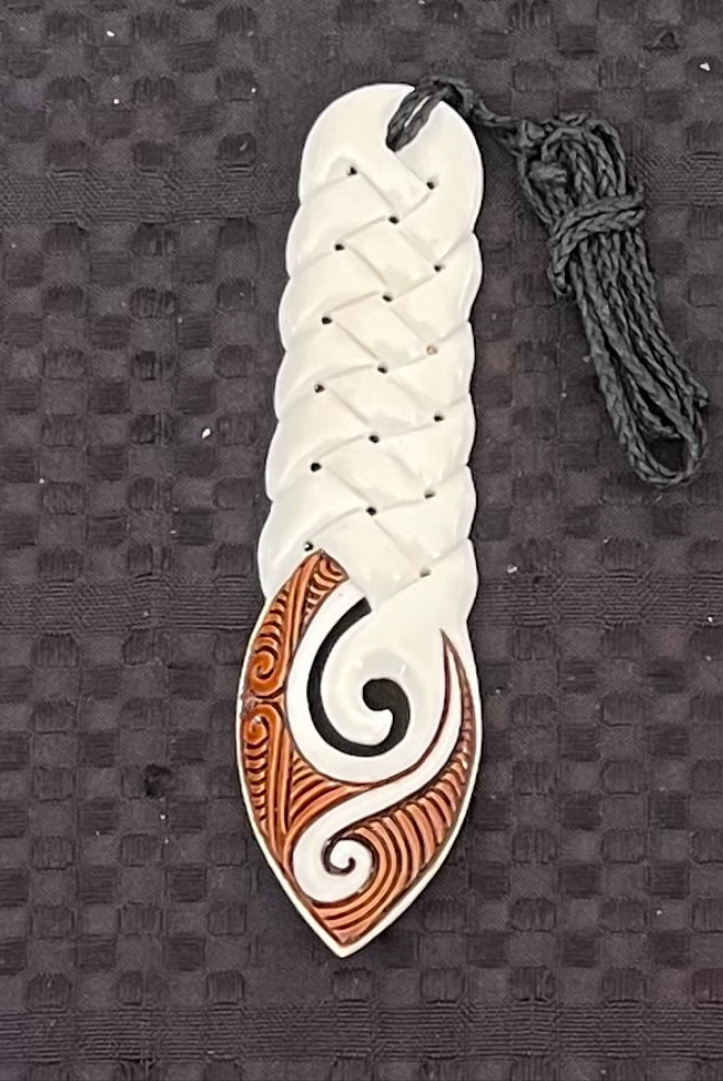 Platted Koru Pendant - Bone Carving