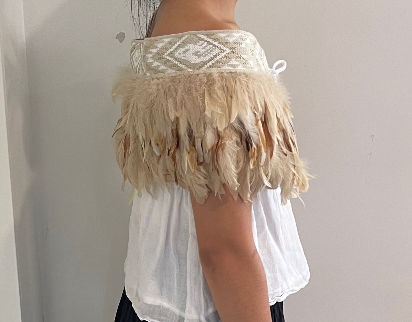 Beige Tan- Feathered Maori Cape