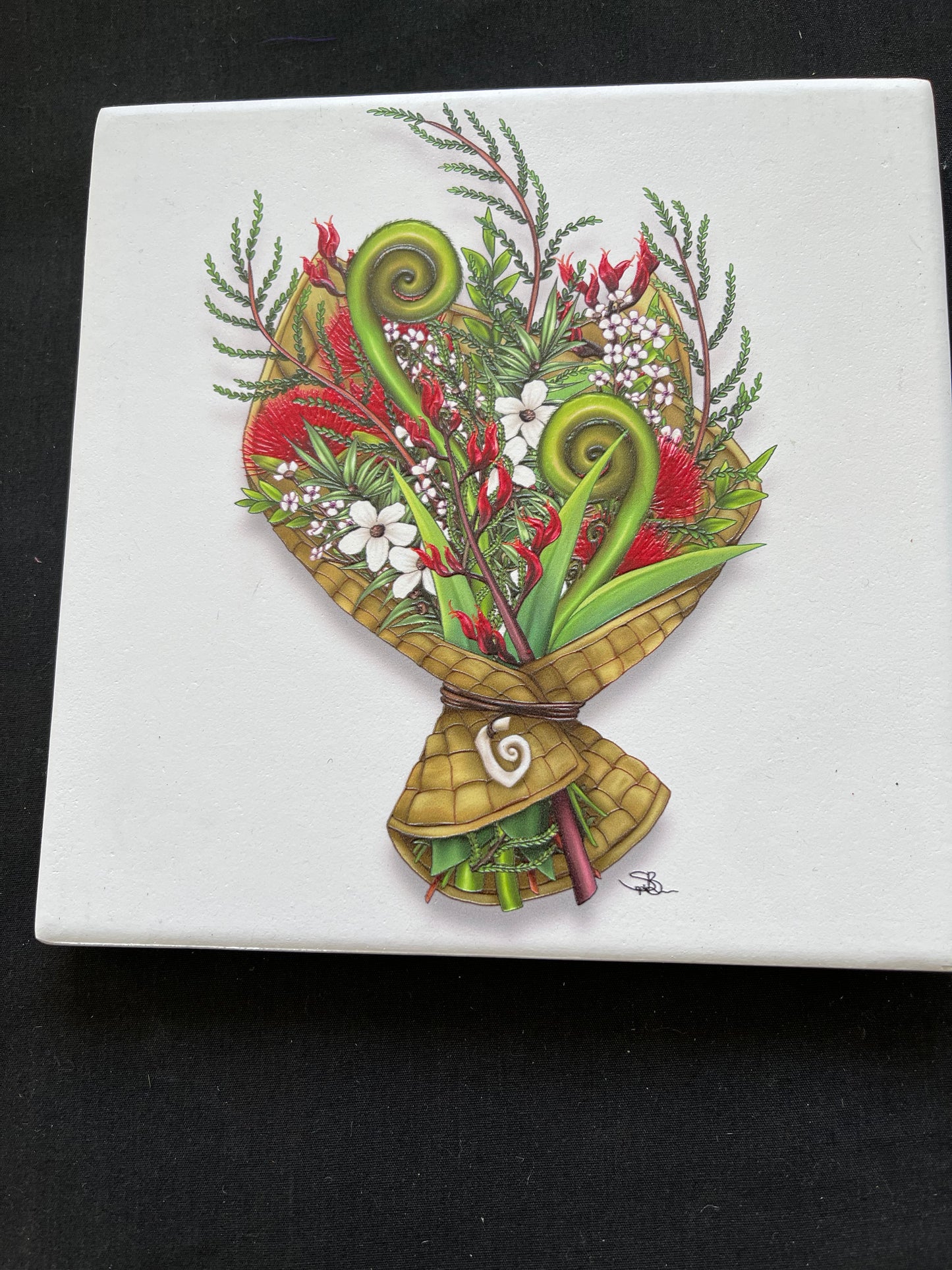Square Flax- Ceramic Wall Art