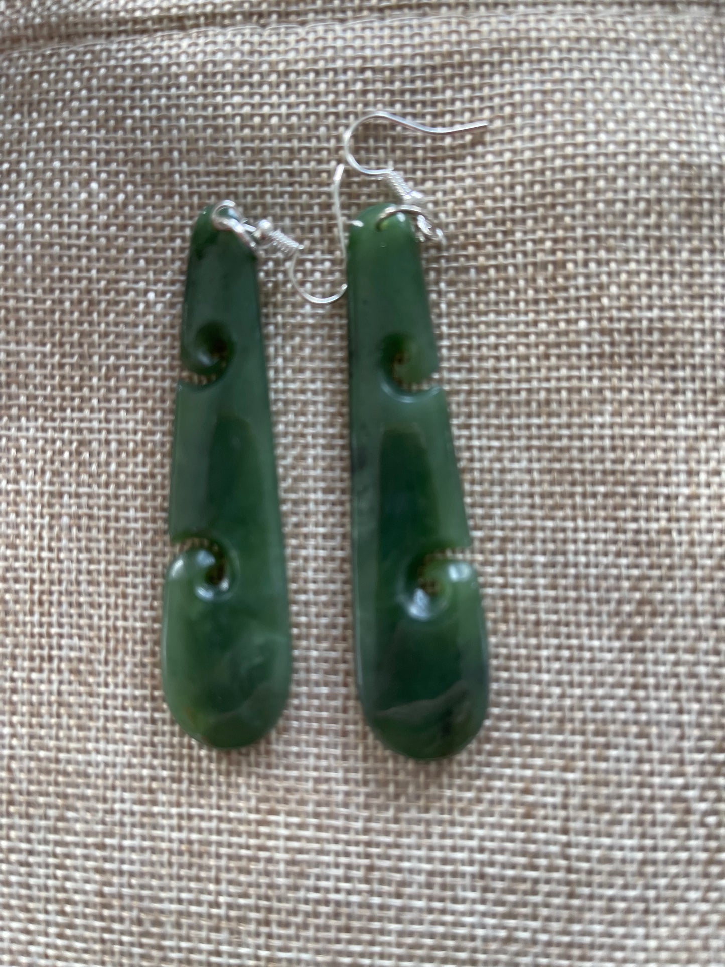 Toki Greenstone Earrings With Koru