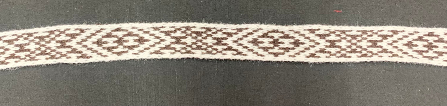 1inch White and Dark Brown - Taniko Band