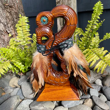 Carved Manaia On Base - Wood Carving